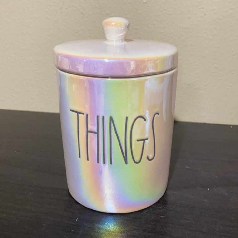 Rae Dunn Iridescent "THINGS" Small Canister